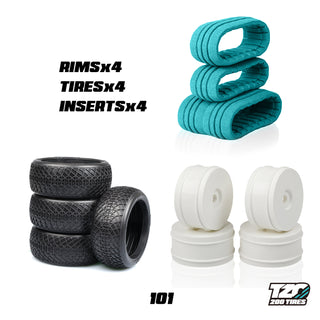101 Car Set Non-Glued (Tires + Inserts + Rims)