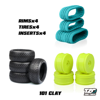 101 Clay Car Set Non-Glued (Tires + Inserts + Rims)